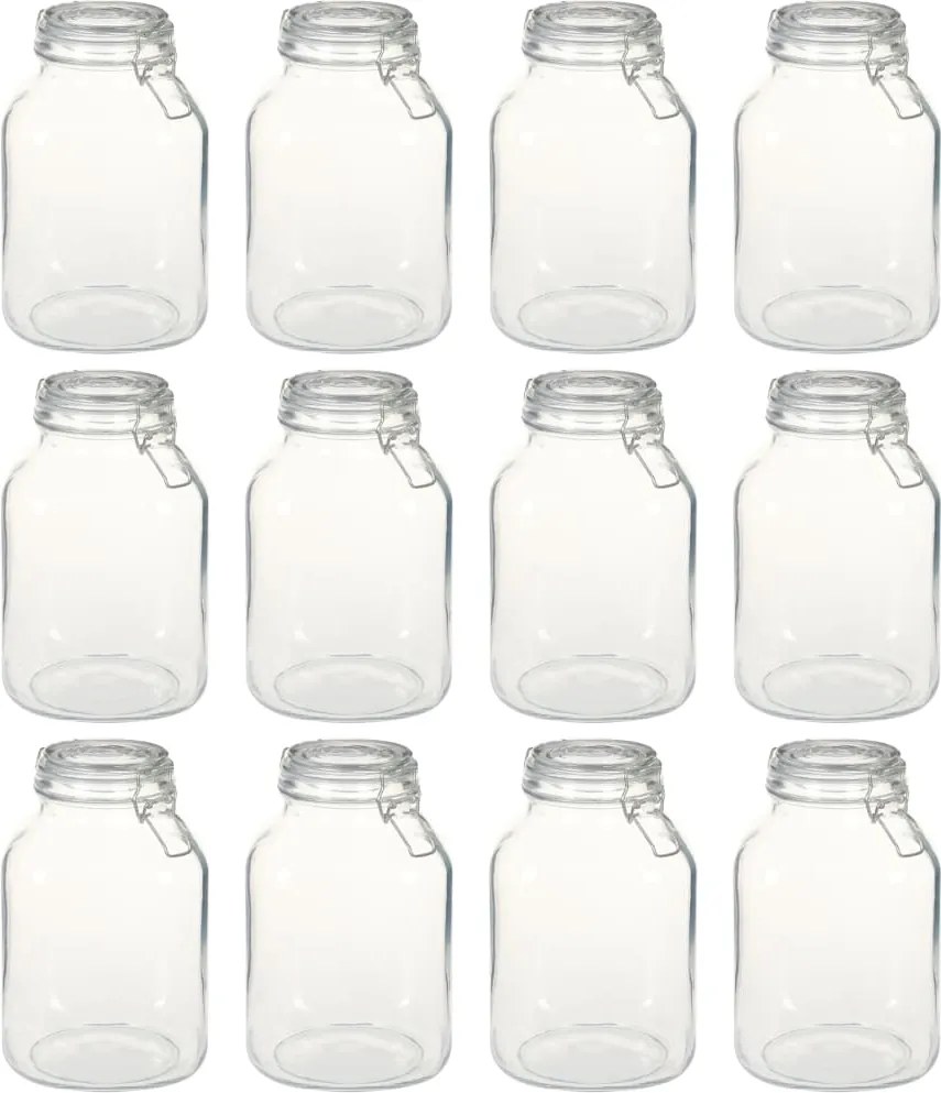 vidaXL Borcane din sticlă cu închidere ermetică, 12 buc., 3 L