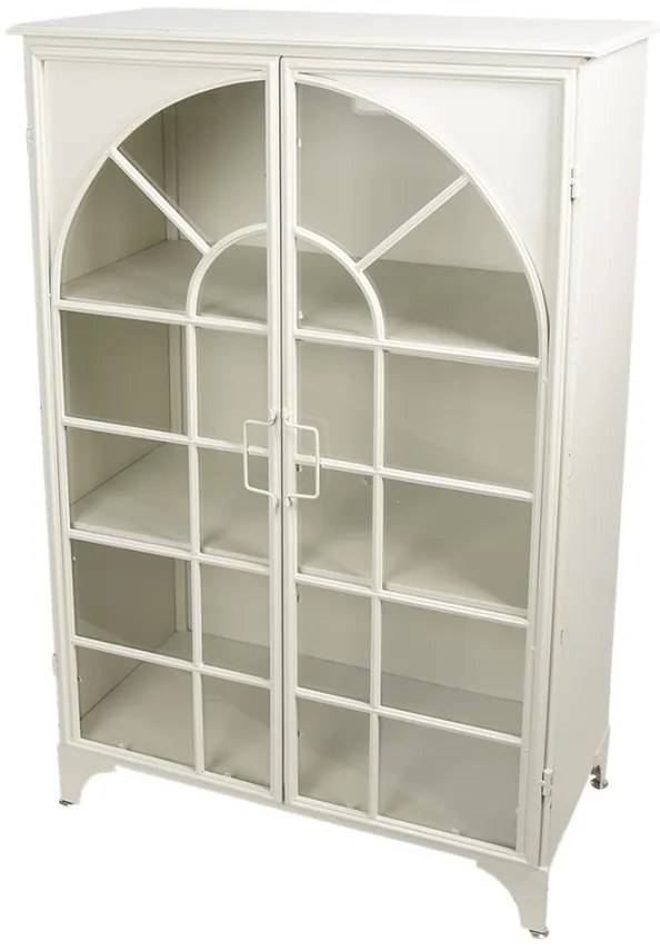 Vitrina alba, din metal, aspect vintage, Arcade