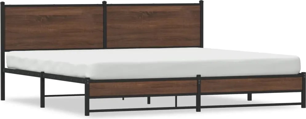 vidaXL Cadru de pat metalic fără saltea, stejar maro, 193x203 cm