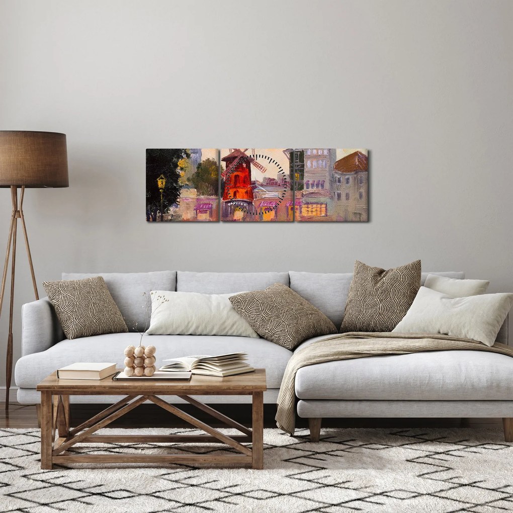 Tablou - Moulin rouge, Paris, Franța (cu ceas) (90x30 cm)