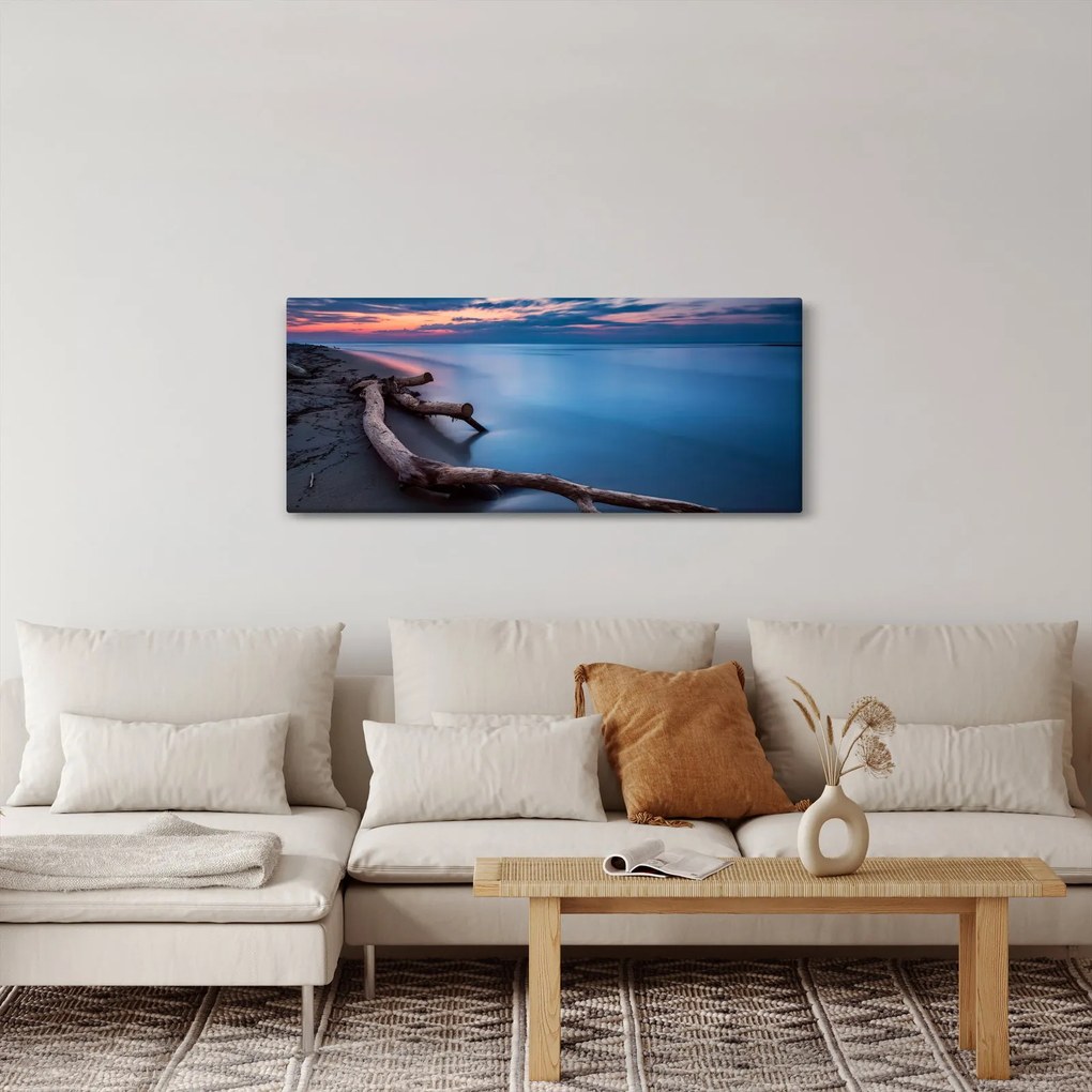 Tablou cu plaja în apus de soare (120x50 cm)