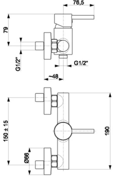 Baterie de duș KFA Armatura 5826-010-00 NEDA alamă