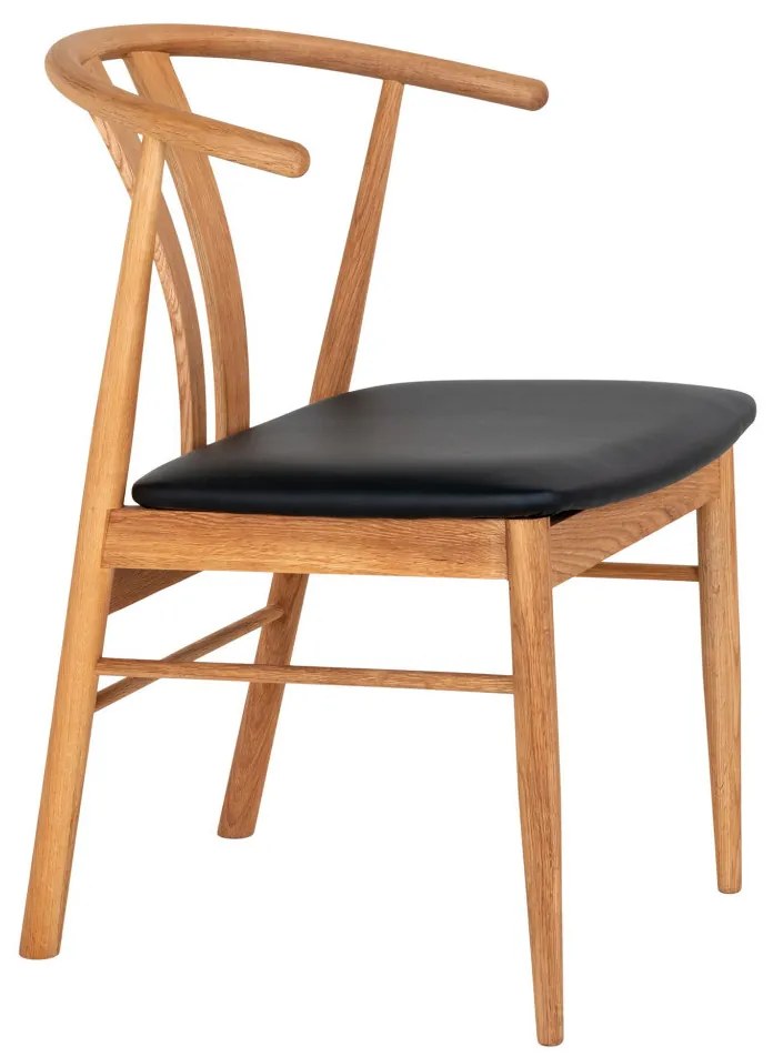 Scaun de dining Artenara, stejar cu scaun PU, natural/negru