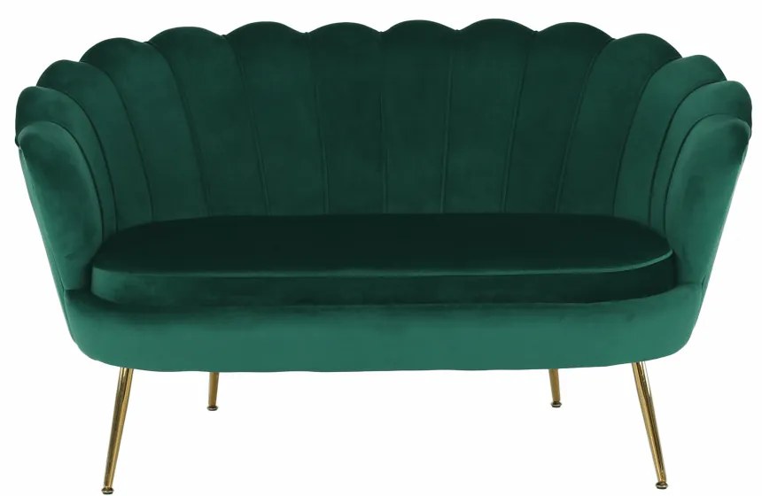 Bancă în stil Art-deco, catifea Velvet smarald/crom auriu, NOBLIN