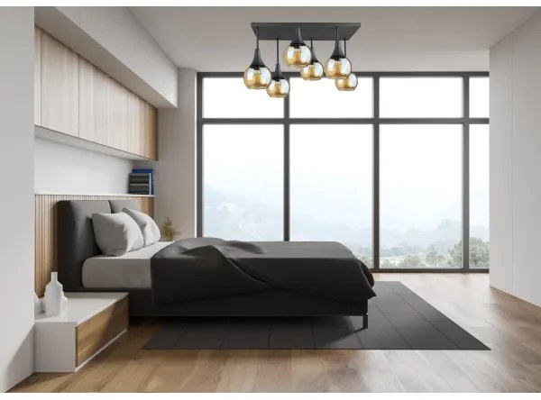 Lustră aplicată SOMA 6xE27/60W/230V negru/bej fumuriu