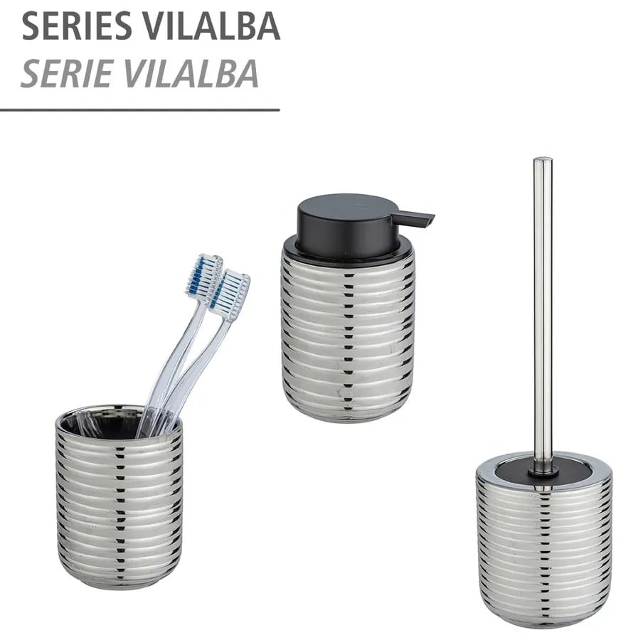 Dozator de săpun lichid argintiu din ceramică 0.28 l Vilalba – Wenko