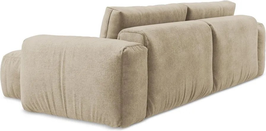 Colțar maro deschis extensibil cu tapițerie din chenille (cu colț pe partea dreaptă/cu șezlong) Kuki – Makamii