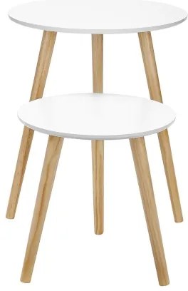 Set de 2 măsuțe laterale SERA, alb/maro