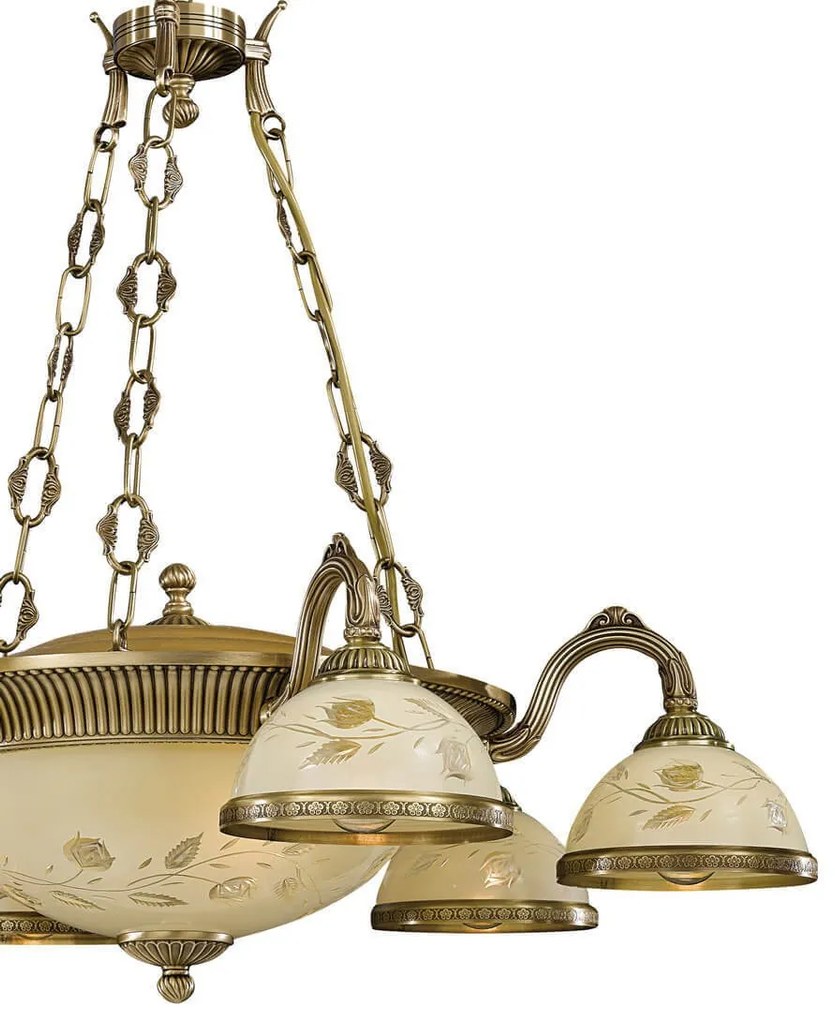 Candelabru cu 6 brate din alama cu sticla decorata design italian 6208