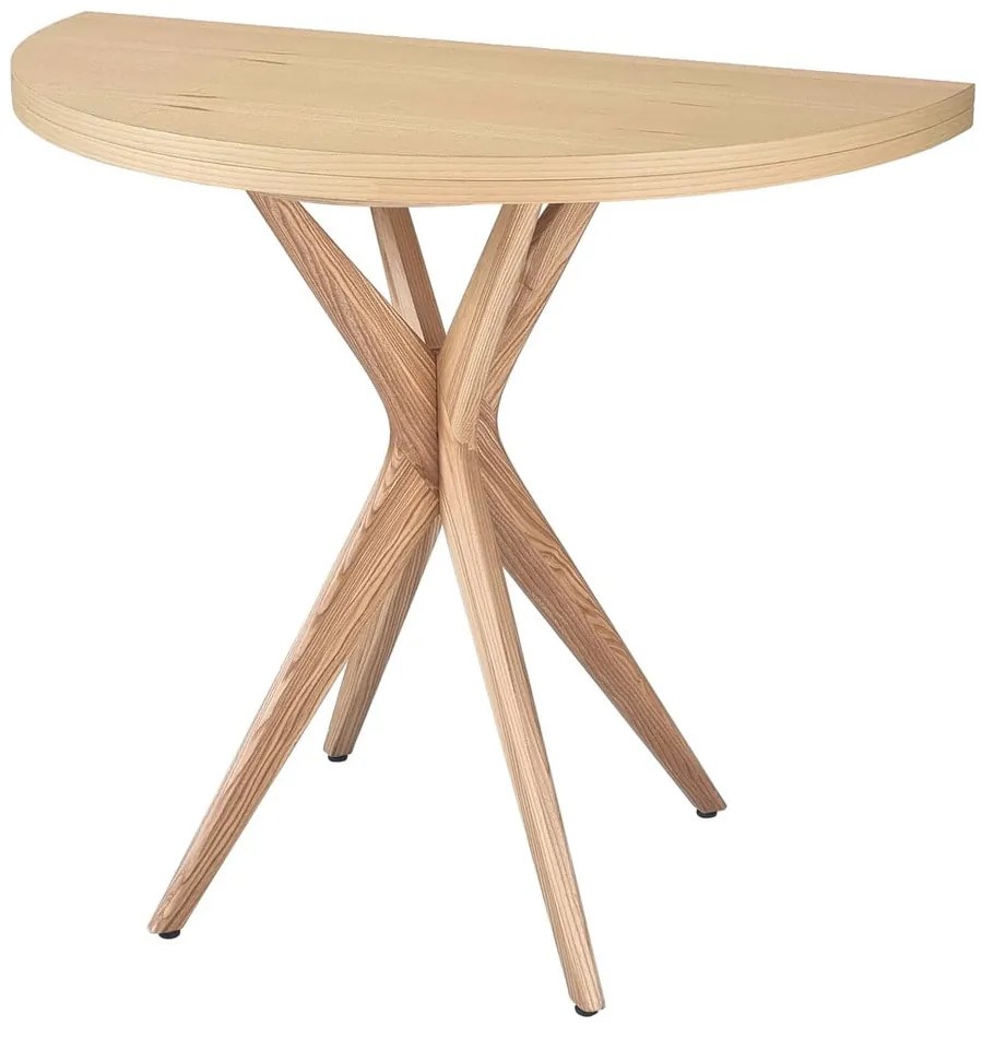 Masă de dining rotundă extensibilă cu blat cu aspect de lemn de frasin 45x90 cm Jubi – Ragaba