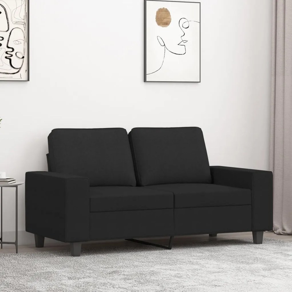 vidaXL Canapea cu 2 locuri, negru, 120 cm, material textil