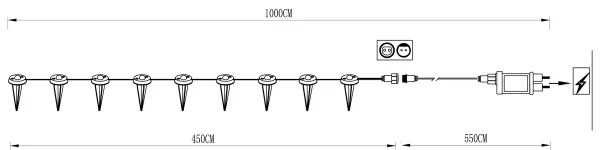 Instalație LED de Crăciun de exterior SPINETOLI 9xLED 10m IP65 alb cald Eglo 98184
