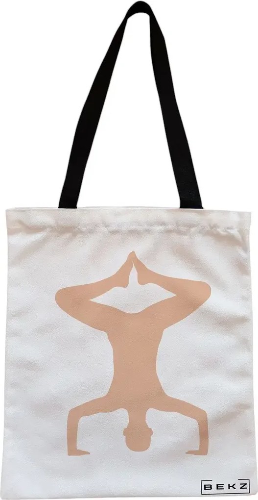 Sacosa de Panza pentru Cumparaturi, Geanta Tote, Yoga 1, Cu fermoar, 38x34.5 cm, Alba, BEKZ®