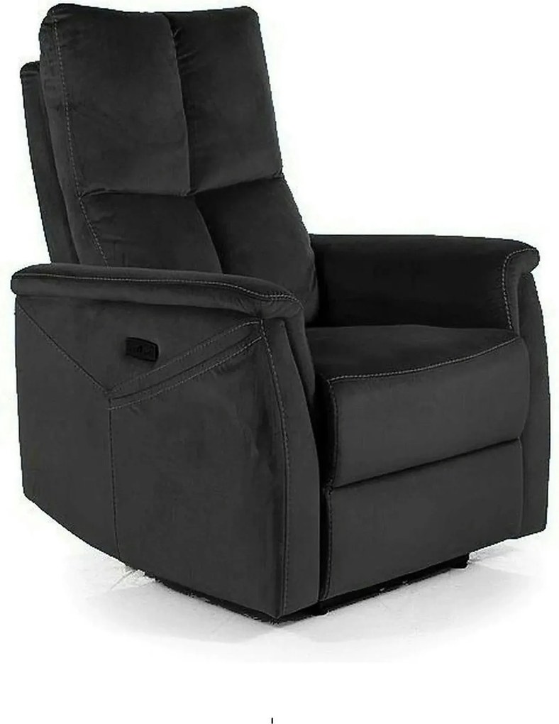 Fotoliu recliner NEPTUN M, negru, stofa catifelata/metal, functie de m