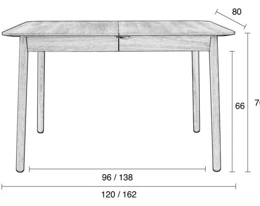 Masă dining extensibilă Zuiver Glimps, 120 x 80 cm
