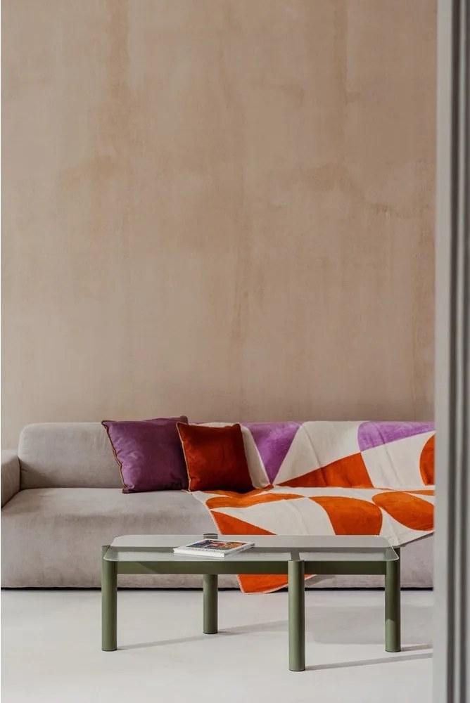 Măsuță de cafea verde cu blat din sticlă 55x105 cm Kob – noo.ma