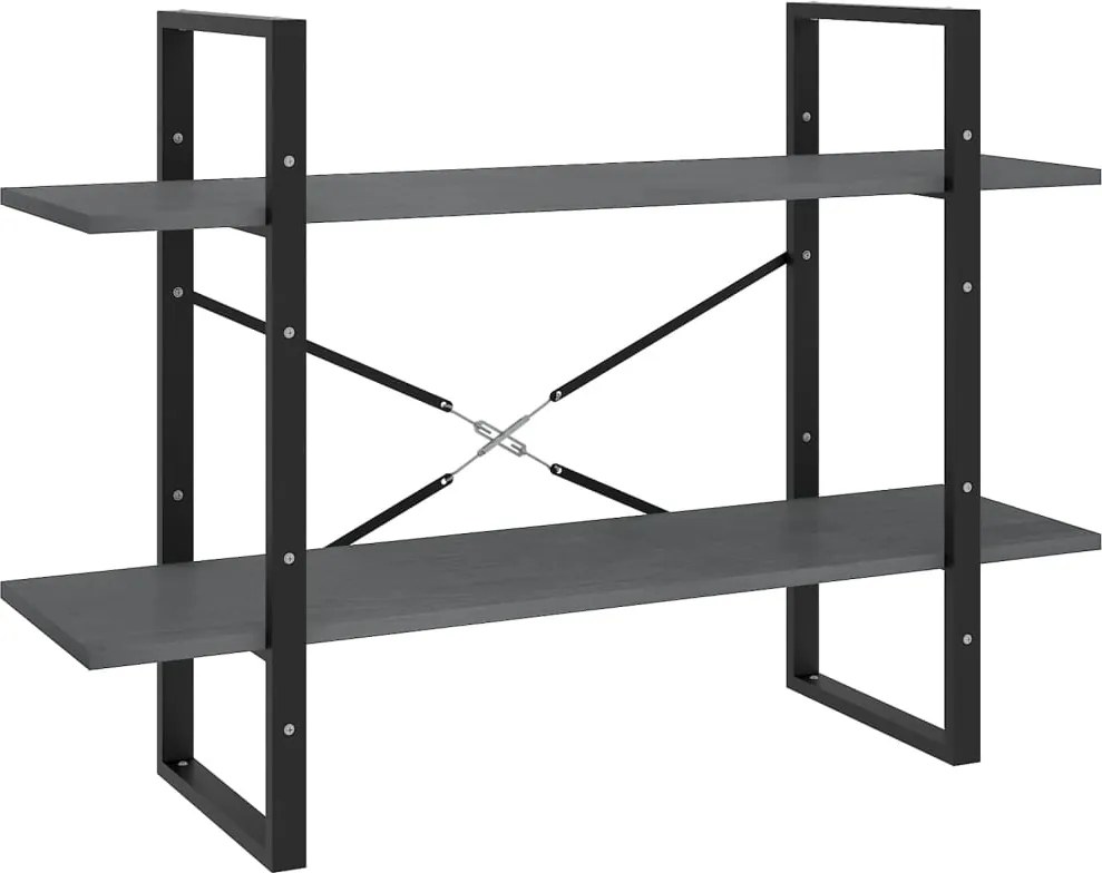 vidaXL Bibliotecă cu 2 rafturi, gri, 100x30x70 cm, lemn masiv de pin