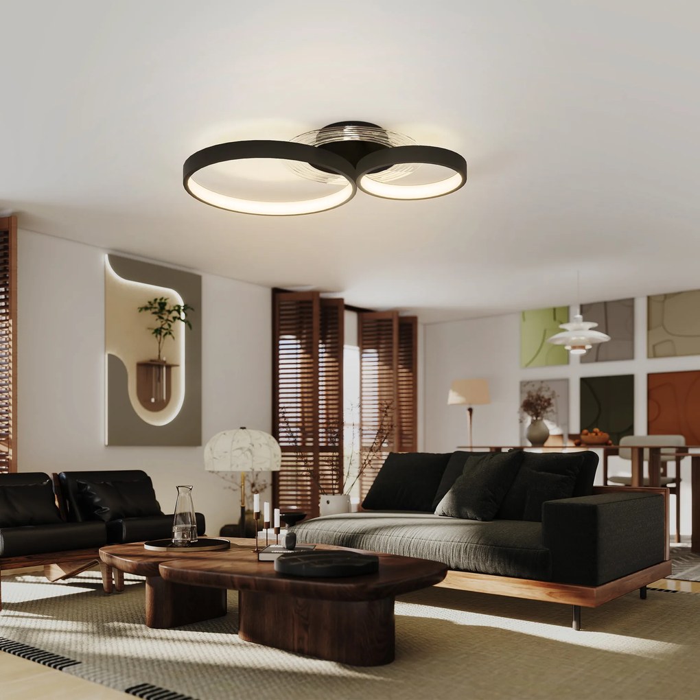 HOMCOM Lampă de tavan LED Modernă cu Intensitate Reglabilă, Putere 40W, Negru | Aosom Romania