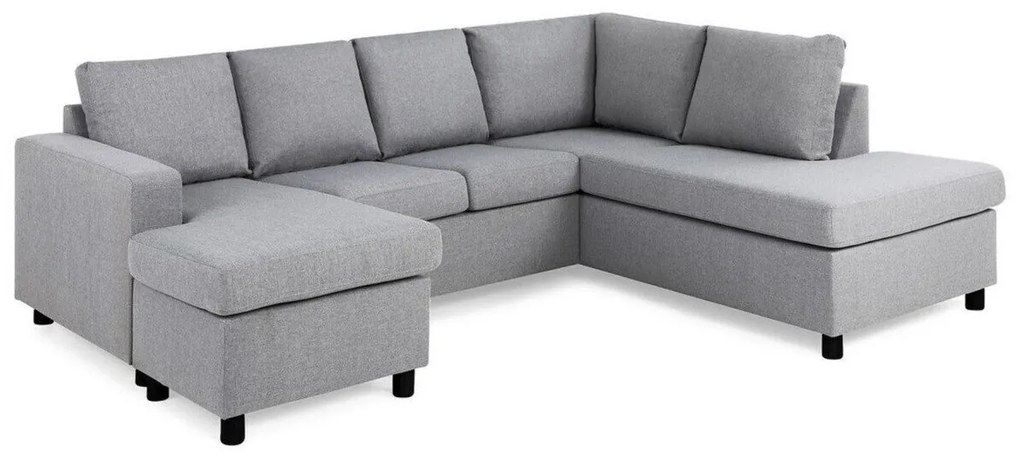 Colțar Scandinavian Choice C153Negru, Gri deschis, 254x194x82cm, Picioare: Plastic