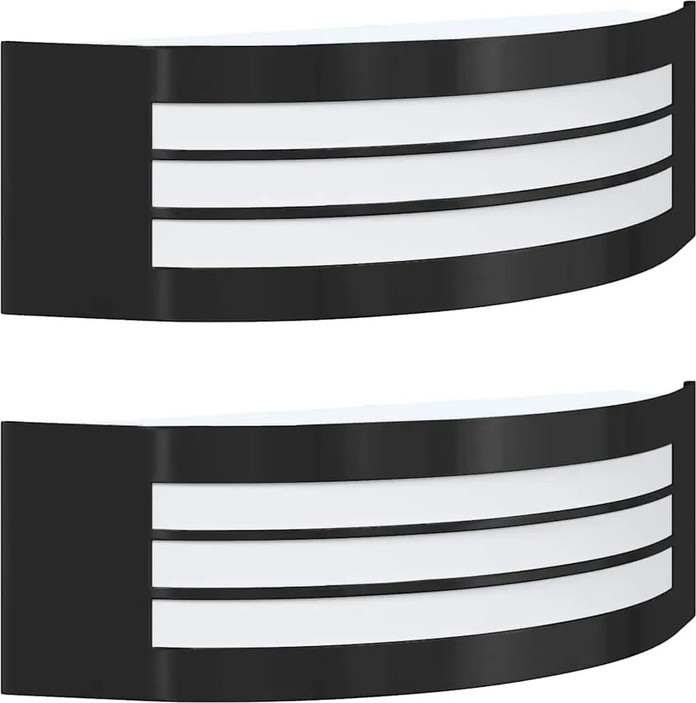 vidaXL Lumină de perete pentru exterior 2 pcs Negru 32 x 10 x 10 cm