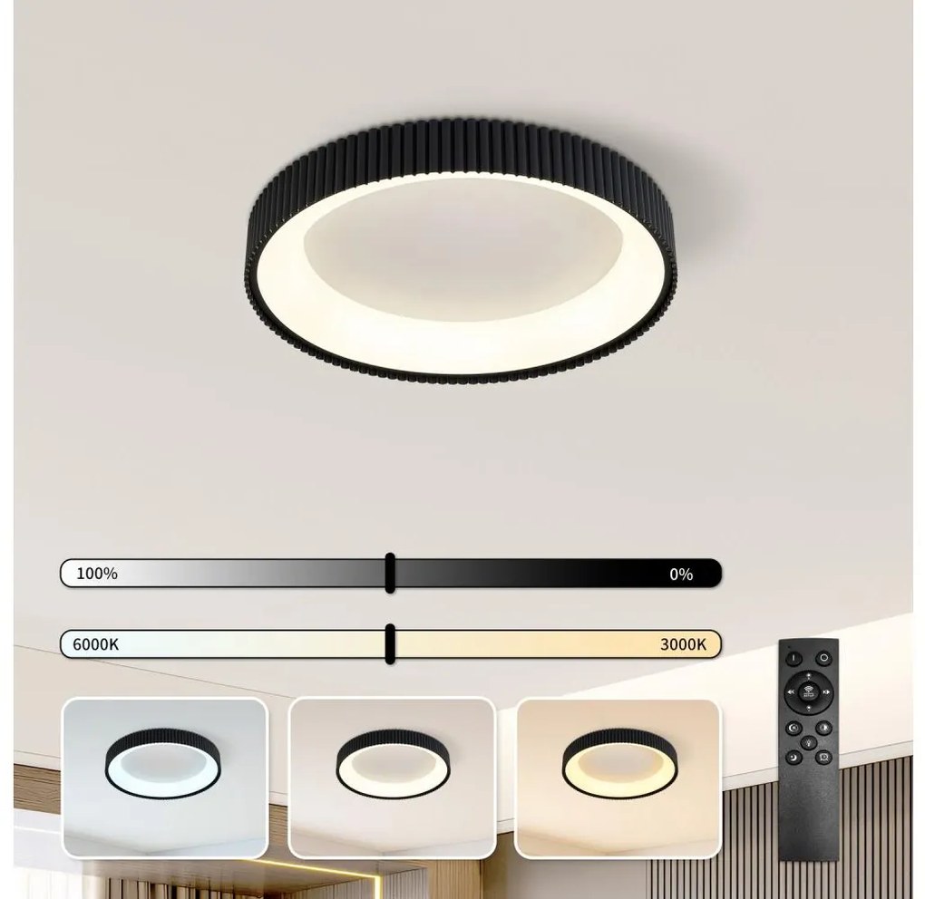 Brilagi - Plafonieră LED dimabilă FALCON MODERN, 30W/230V, 40 cm, neagră + telecomandă