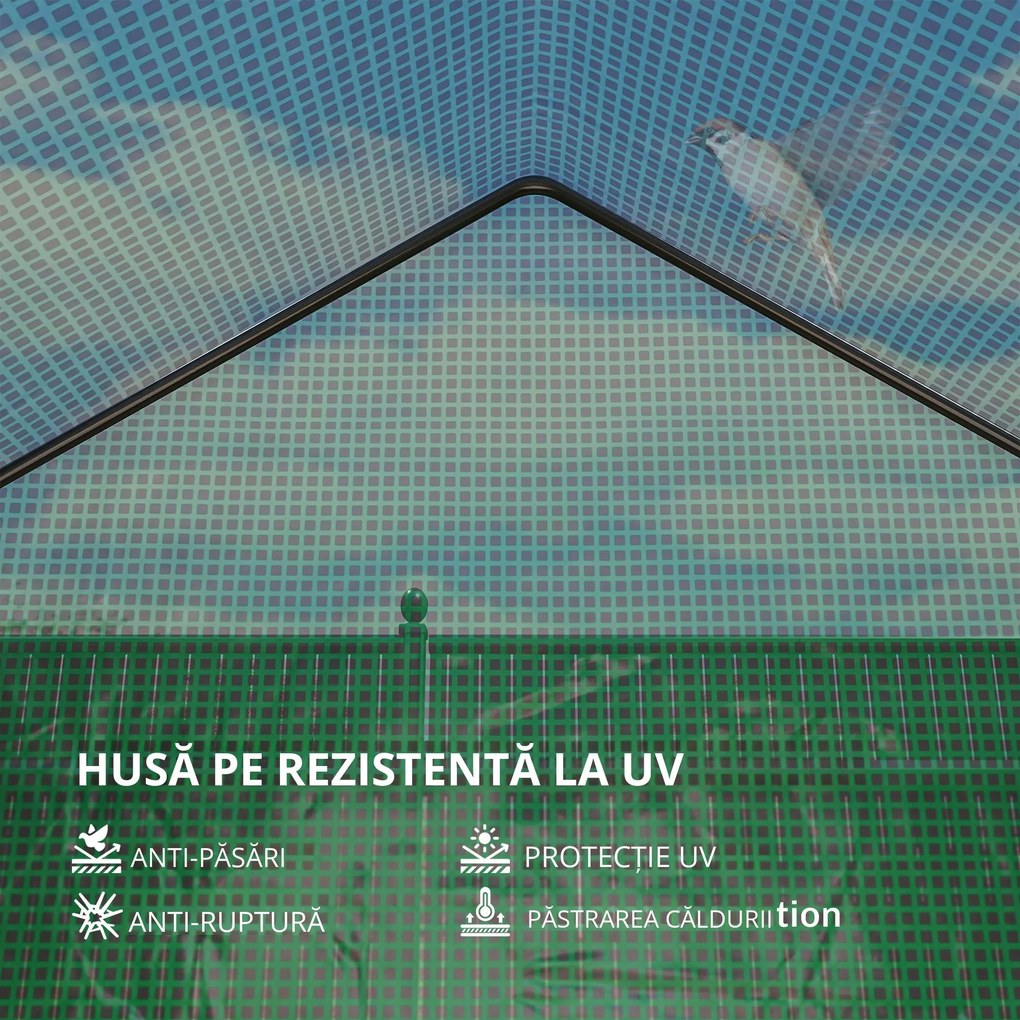 Outsunny Seră de Grădină 143 x 73 x 195 cm cu Rafturi cu 2 Etaje, Verde | Aosom Romania
