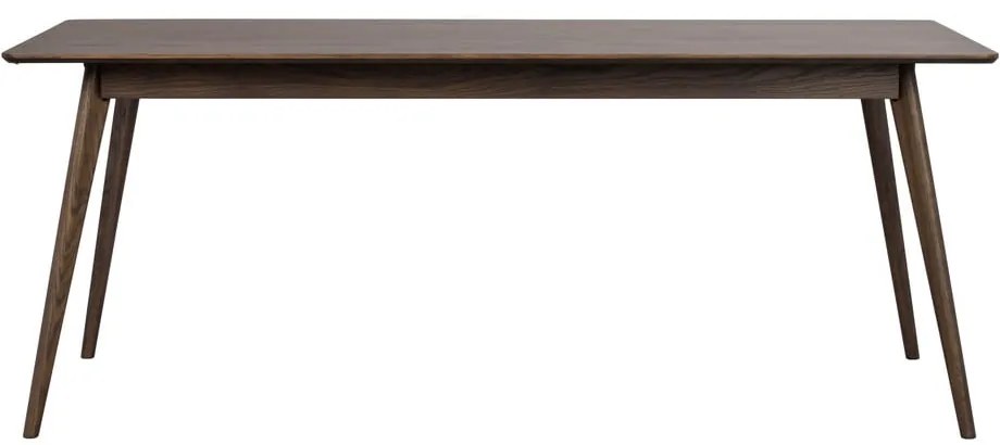 Masă de dining maro închis extensibilă cu aspect de lemn de stejar 90x190 cm Yumi – Rowico