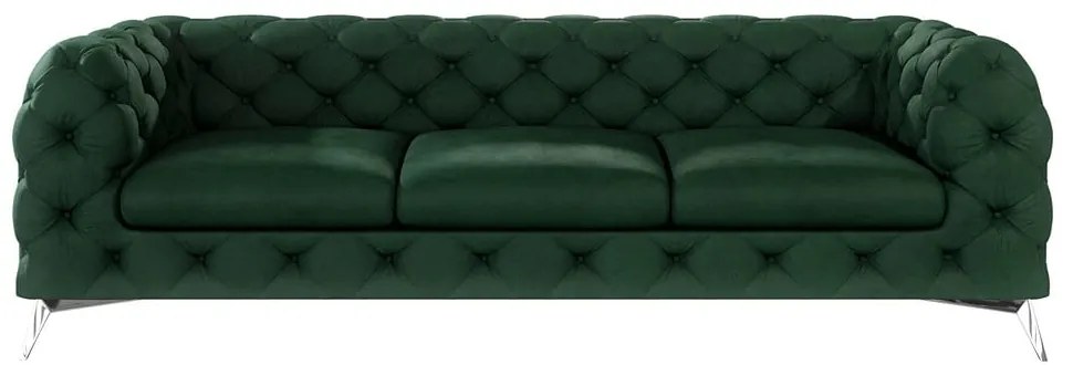 Canapea verde-închis cu tapițerie din catifea 243 cm Chelsea – Ropez
