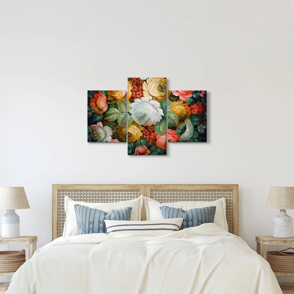 Tablou cu buchet pictat de flori (90x60 cm)