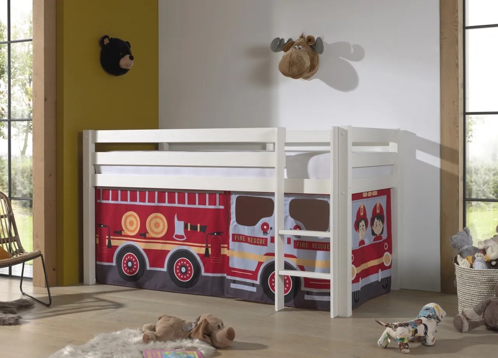 Camion de pompieri PINO cu două Pat copii și cortină.