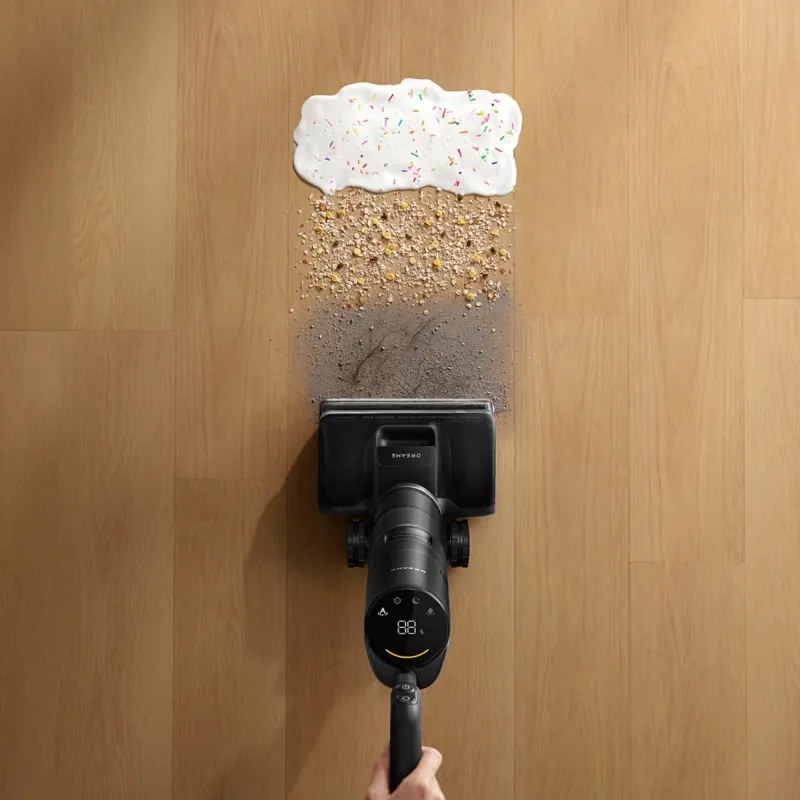 Aspirator vertical si mop Dreame H12 Pro FlexReach HHR44A, 400 W, 18 000 Pa, 50 min, 4 moduri, Curatare umeda pana la 90°C, Autocuratare si autosuscare, Ecran LED, Negru