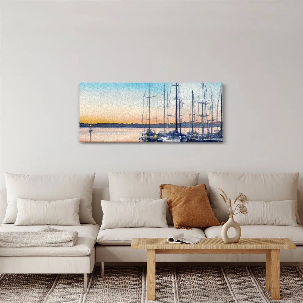 Tablou - Plimbare cu barca, aquarel (120x50 cm)