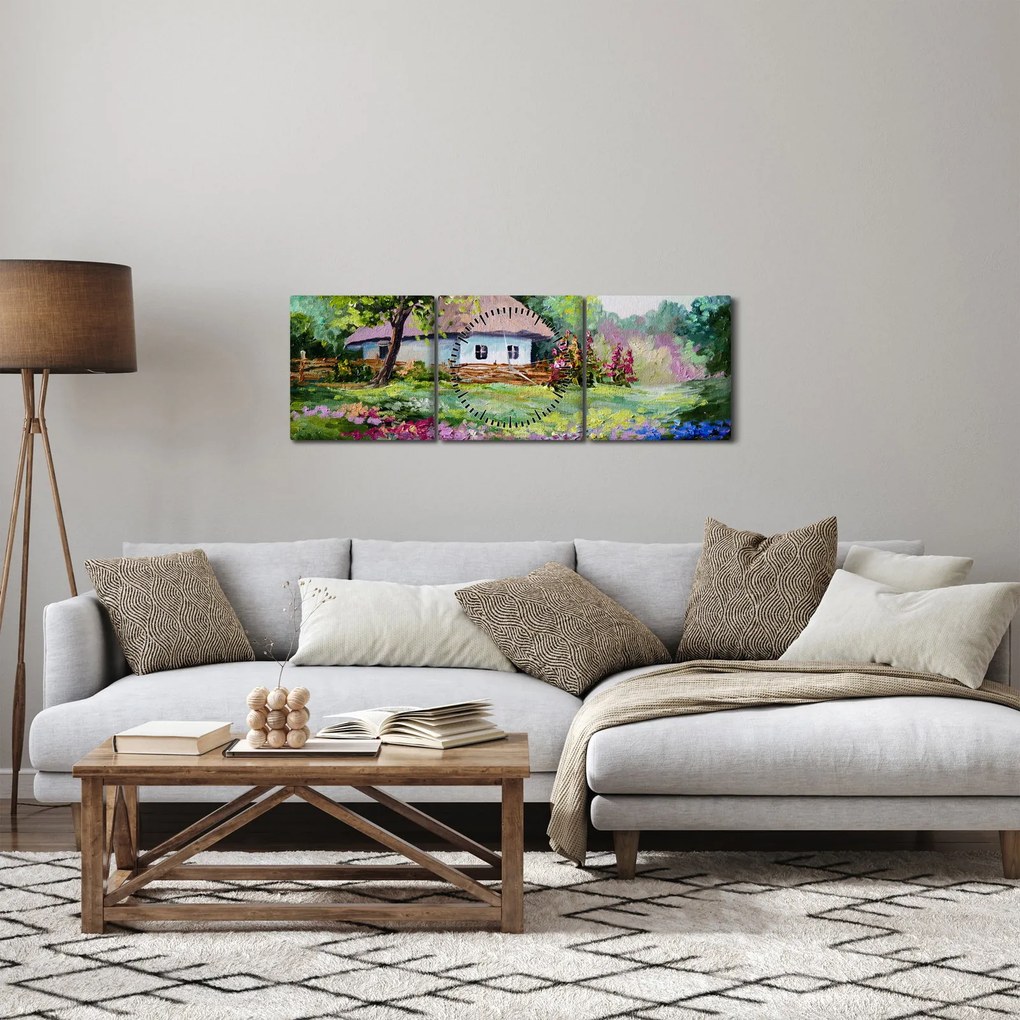 Tablou - Cabană (cu ceas) (90x30 cm)