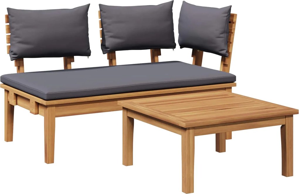 vidaXL Set de bancă și masă de grădină 2 pcs Gri și Brown