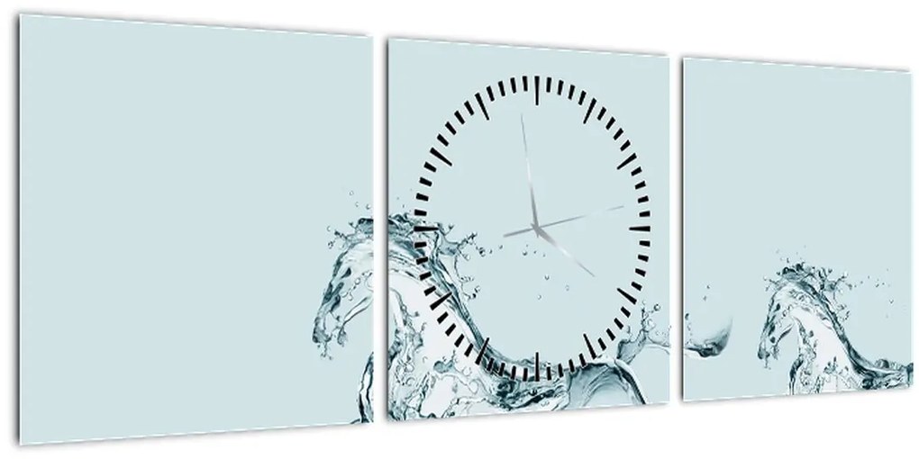 Tablou - Cai din picături de apă (cu ceas) (90x30 cm)