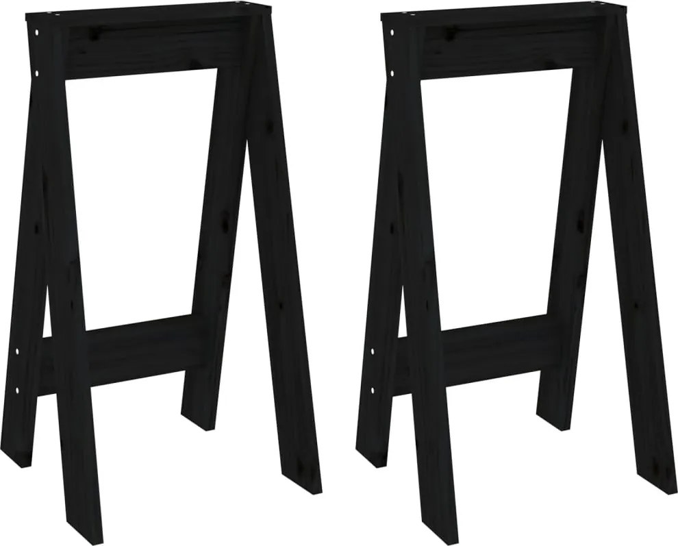 vidaXL Scaune, 2 buc., negru, 40x40x75 cm, lemn masiv de pin