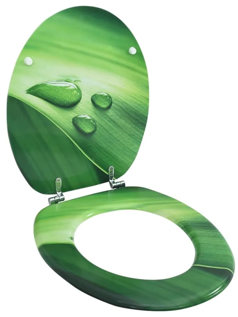 vidaXL Capac WC, MDF, verde, model picătură de apă
