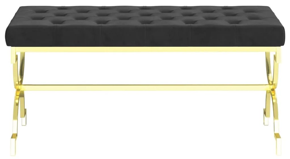 289049 vidaXL Bancă, negru, 99 cm, catifea și oțel inoxidabil
