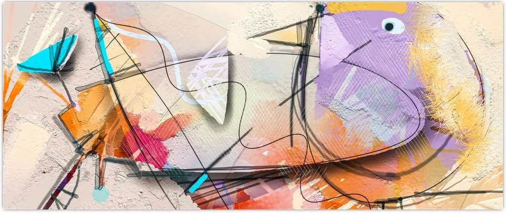 Tablou - Abstract, pasăre (120x50 cm)