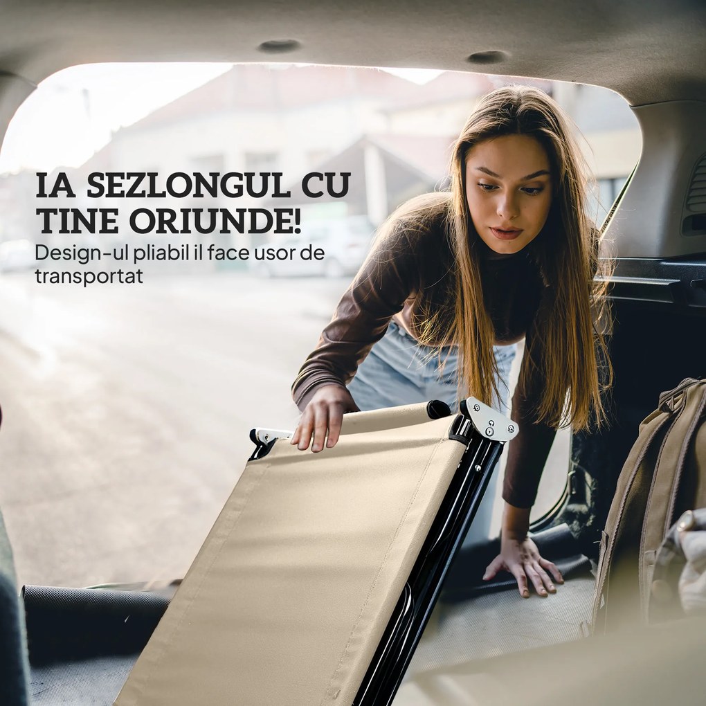 Outsunny Sezlong de Gradina Piabil, Pat pentru Plaja | Aosom Romania