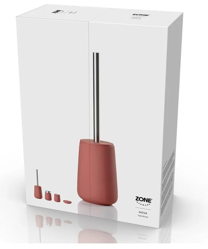 Perie de WC roșu-deschis din porțelan Nova – Zone