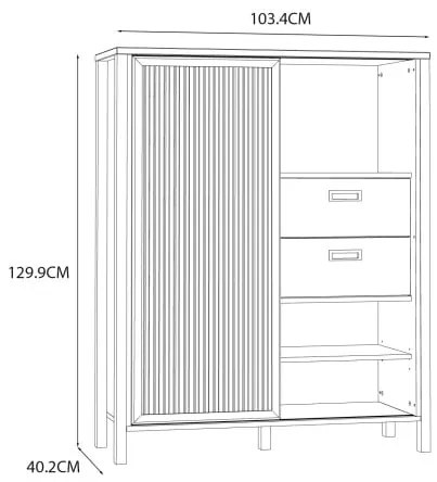 Comoda Bar Justyna Stejar Mauvella Si Negru, 103.4 Cm