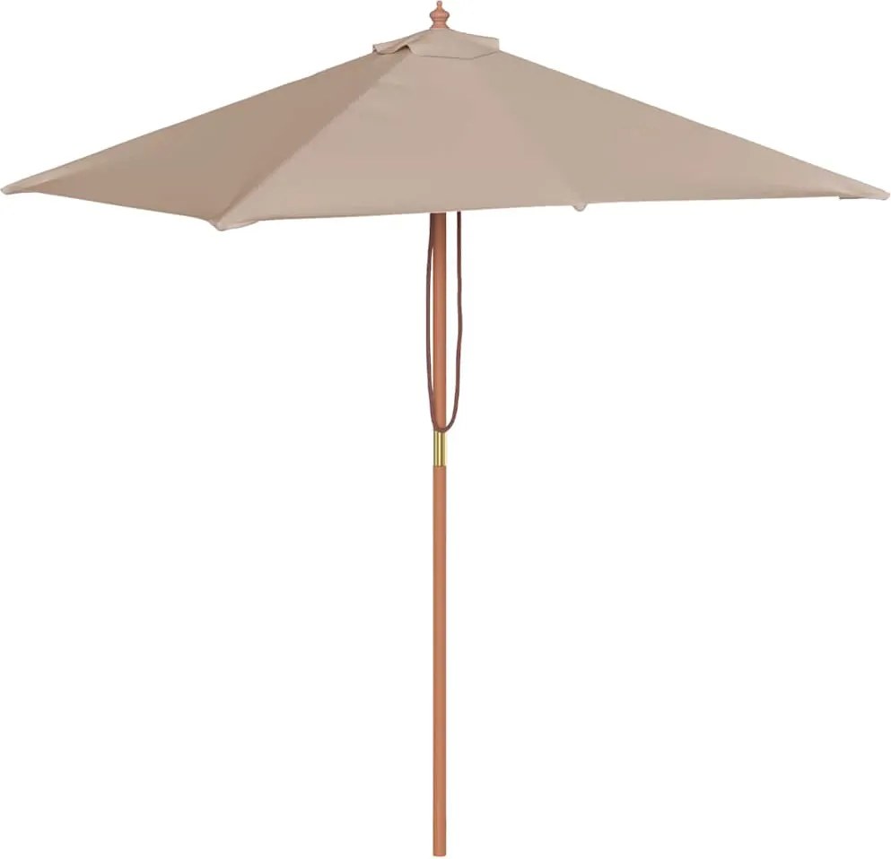vidaXL Umbrelă de soare, exterior, stâlp lemn, 150x200 cm, gri taupe