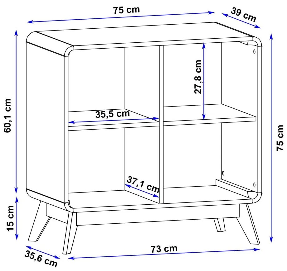 Bibliotecă în culoare naturală cu aspect de lemn de stejar 75x75 cm Caitlin – Støraa