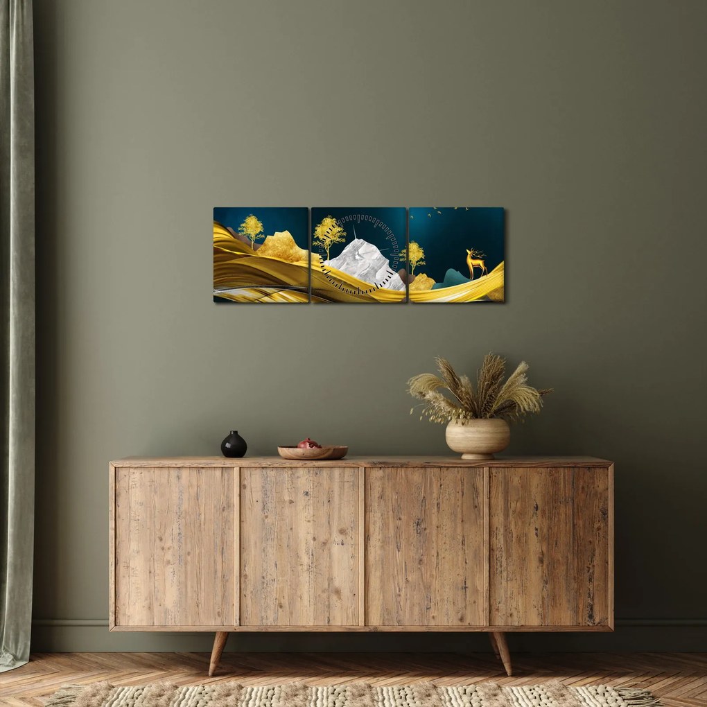 Tablou - Peisaj, cerb (cu ceas) (90x30 cm)