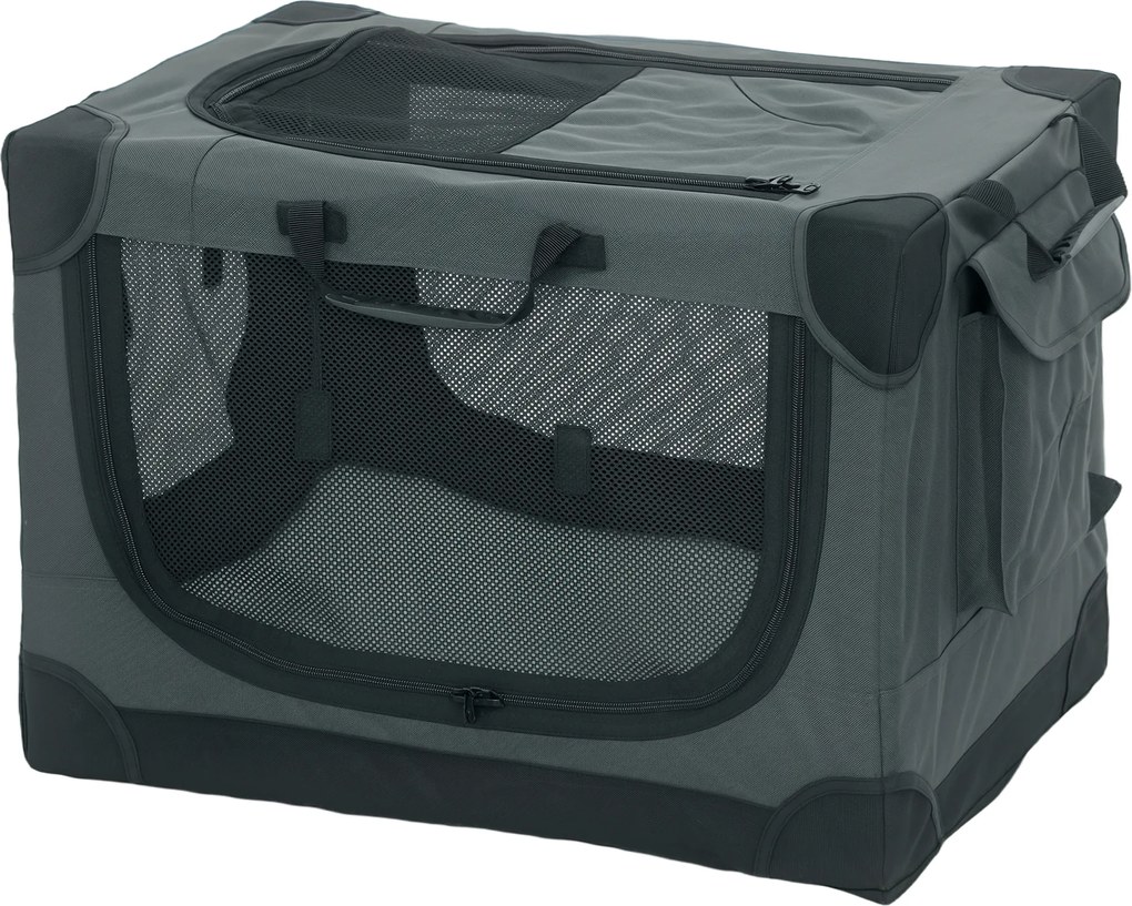 PawHut Cutie pliabilă pentru câini, cutie de transport cu pernă, husă detașabilă lavabilă din țesătură Oxford pentru câini până la 22kg Verde armată | Aosom Romania