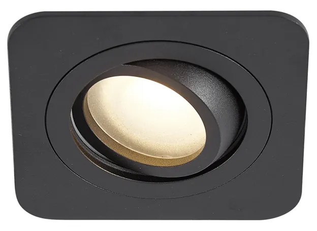 Set de 6 spoturi încastrate rotunjite negre GU10 50mm rotative și înclinabile IP44 - Alberto