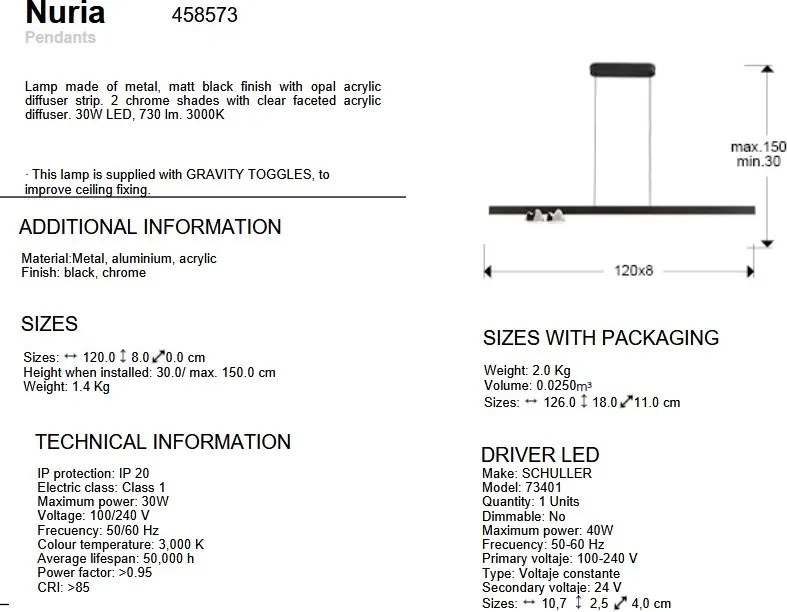 Lustra liniara suspendata LED Nuria