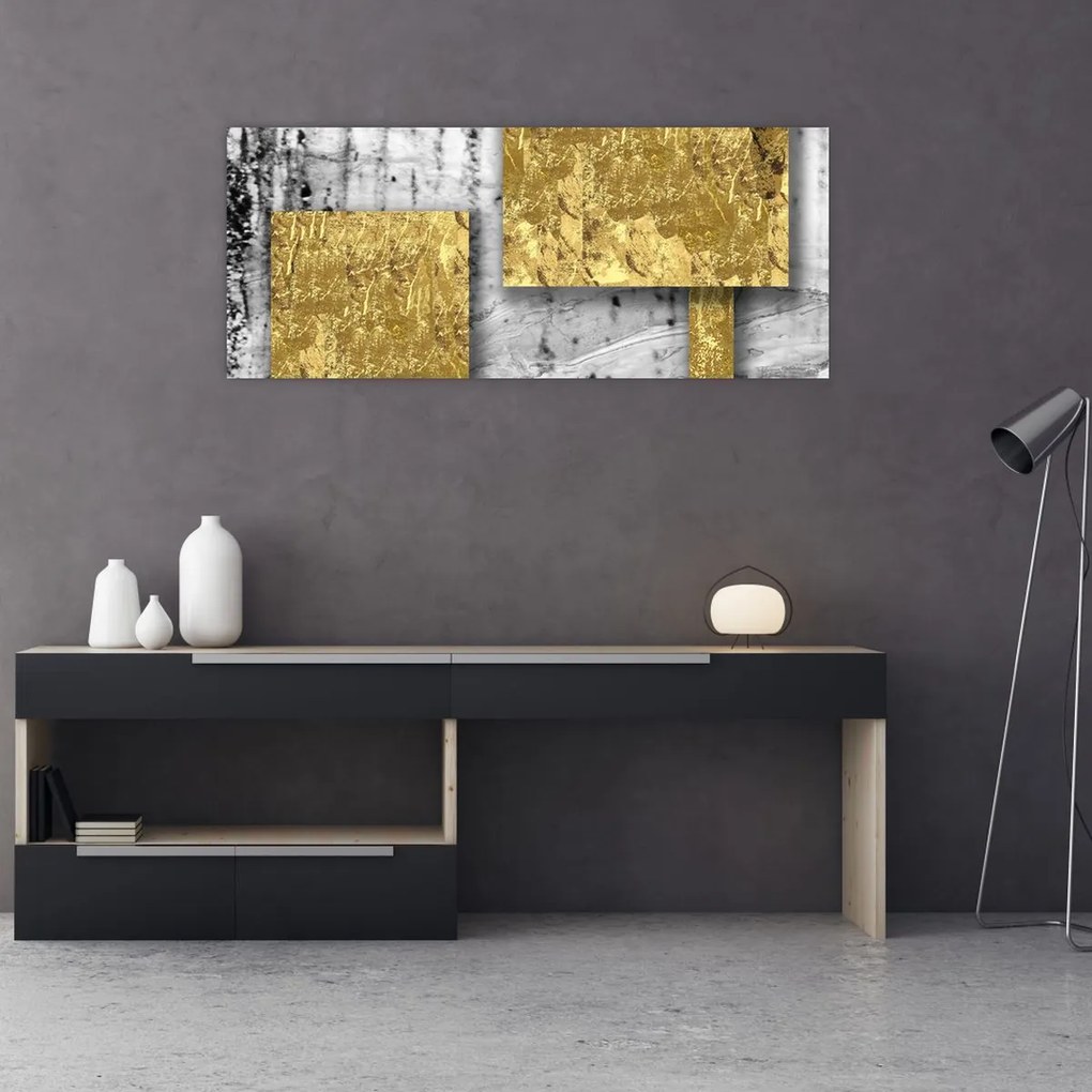 Tablou - Pătrate de aur N⁰3 (120x50 cm)