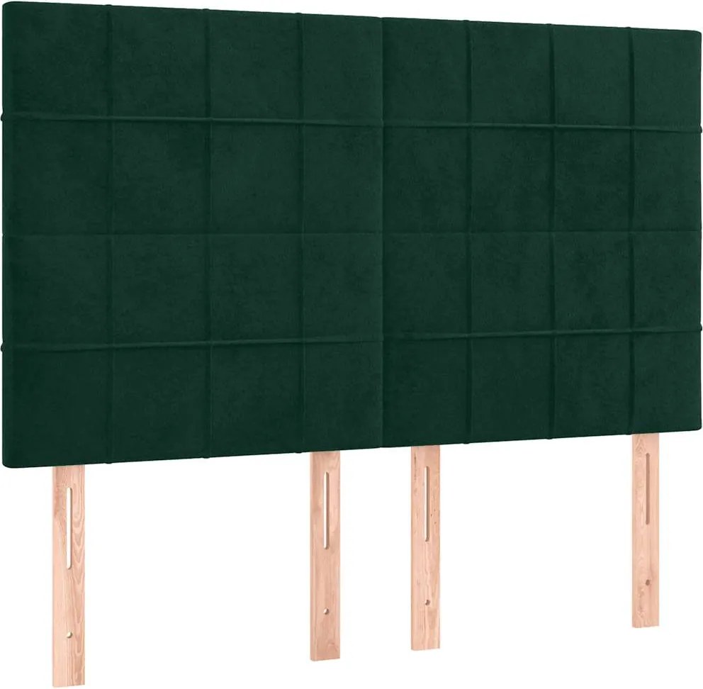 vidaXL Tăblie de pat verde închis 144x5x118/128 cm catifea